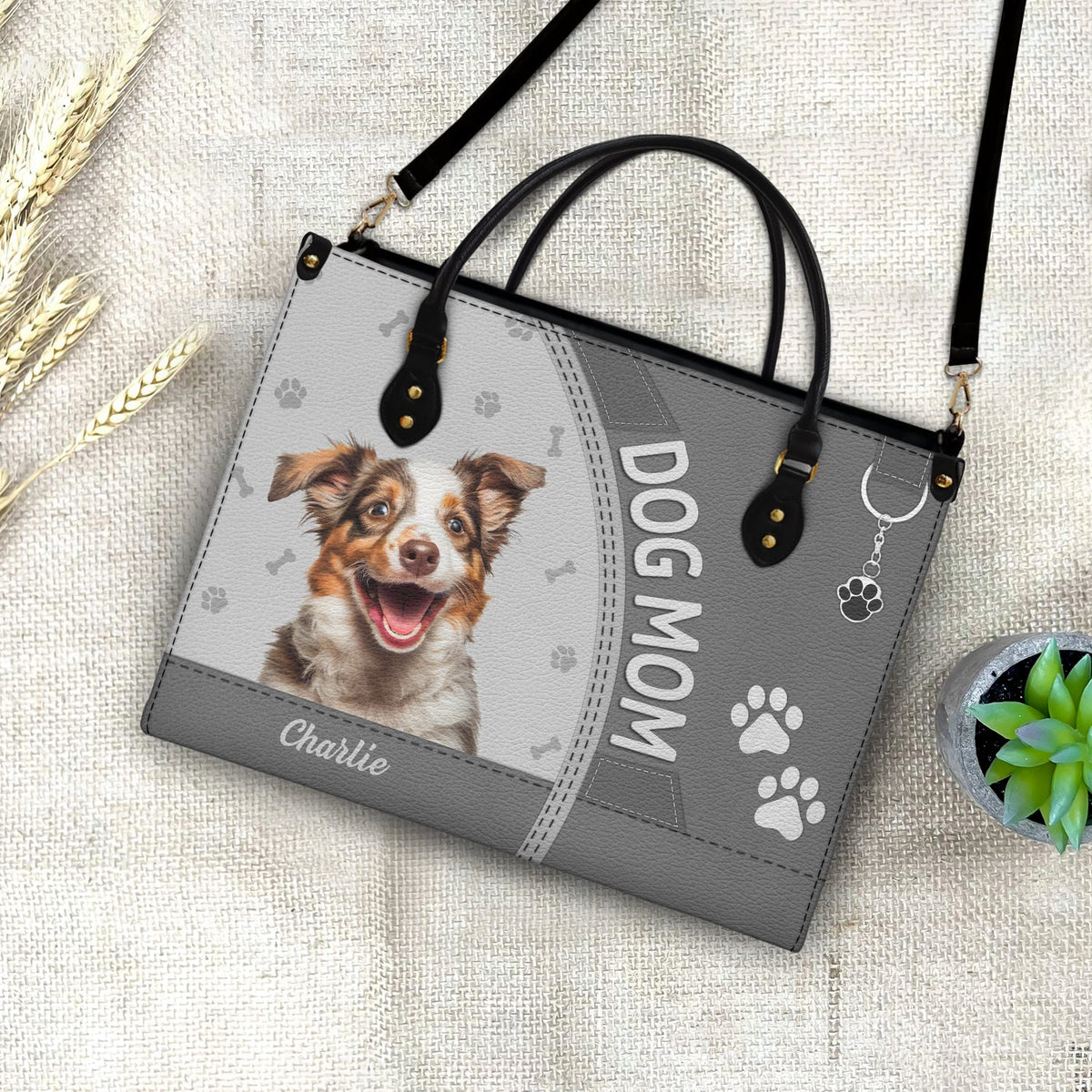 Custom Photo Dog Cat Mom - Gift For Cat Mom, Dog Mom, Pet Lovers - Personalized Leather Bag