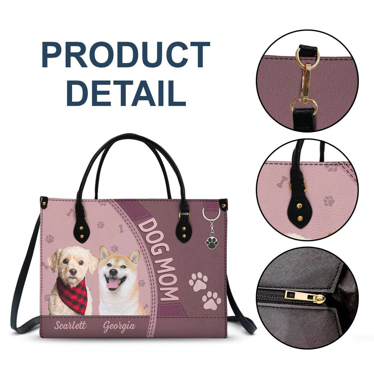 Custom Photo Dog Cat Mom - Gift For Cat Mom, Dog Mom, Pet Lovers - Personalized Leather Bag