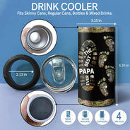 The Best Dad Grandpa Ever Footprints - Gift For Father, Grandfather - Personalized 4 In 1 Can Cooler Tumbler