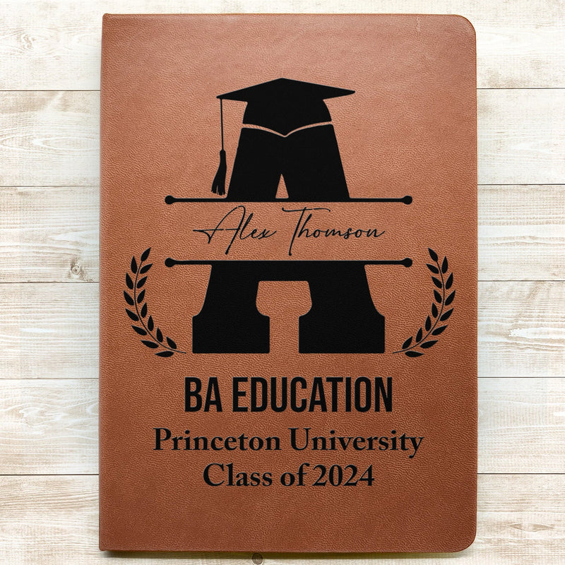 Monogram Graduation Ceremony - Graduation Gift, Gift For Friends - Personalized Leather Journal