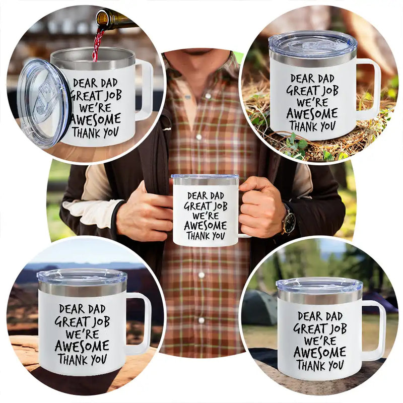 Custom Photo To Dad From The Reasons You Drink Funny - Personalized 14oz Stainless Steel Tumbler With Handle