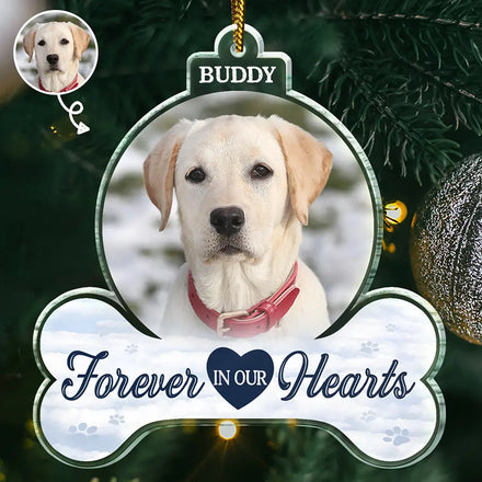 Custom Photo Forever In Our Hearts - Personalized Custom Shaped Acrylic Ornament