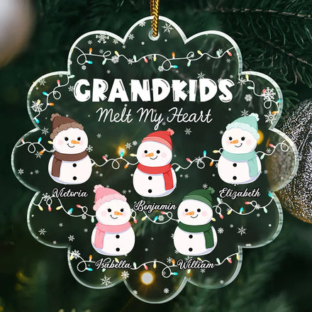 Grandkids Melt My Heart - Personalized Custom Shaped Acrylic Ornament