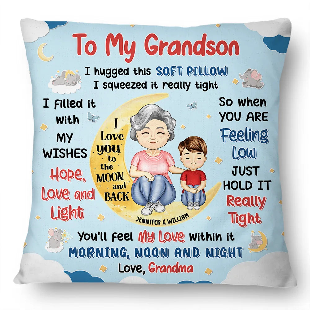 Gift For Kids - Granddaughter Grandson Hug This Soft Pillow - Personalized Pillow