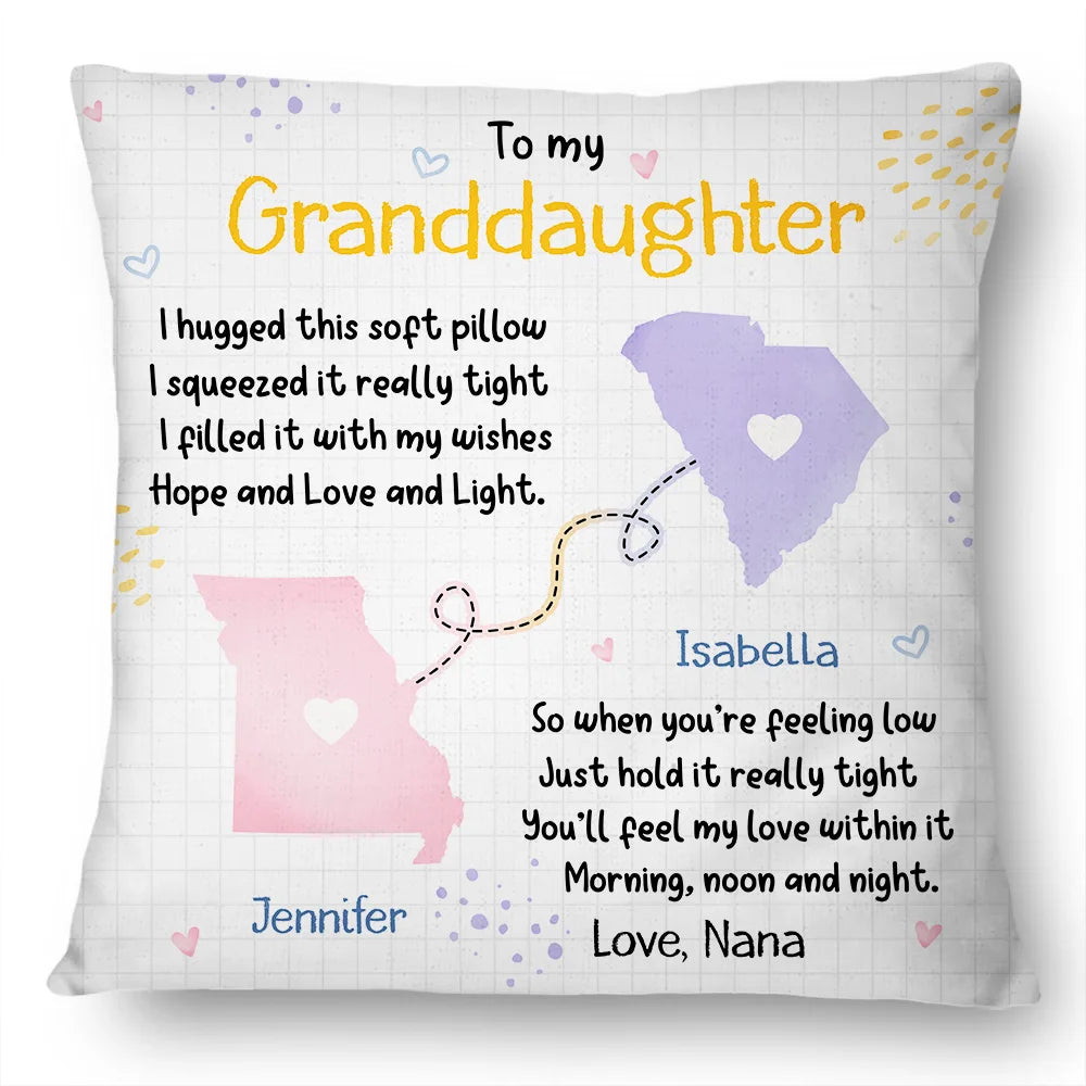 Granddaughter Grandson Hug This Pillow Long Distance - Personalized Pillow