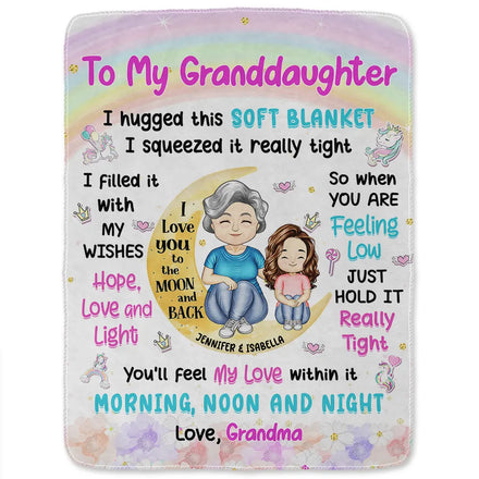 Granddaughter Grandson Hug This Soft Blanket - Personalized Fleece Blanket, Sherpa Blanket