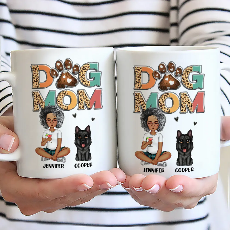 Dog Lovers, Dog Mom - Dog Mom Leopard - Personalized Mug