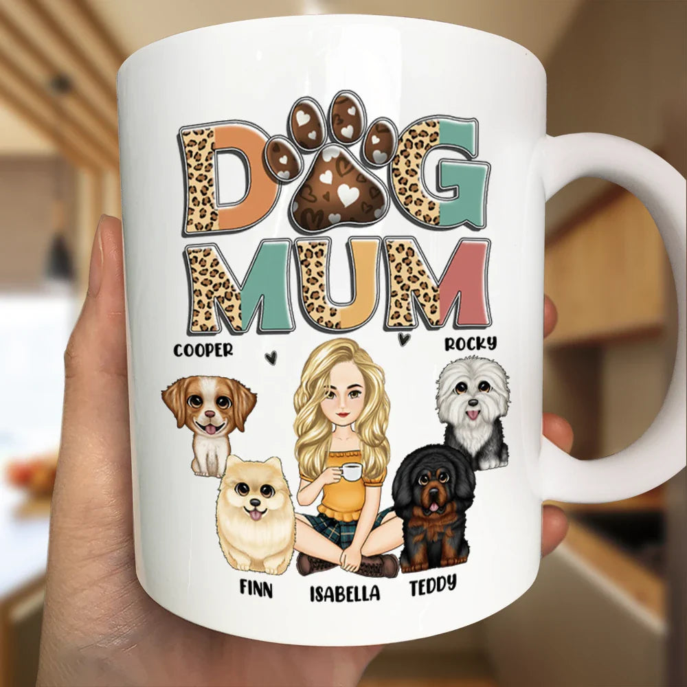 Dog Lovers, Dog Mom - Dog Mom Leopard - Personalized Mug
