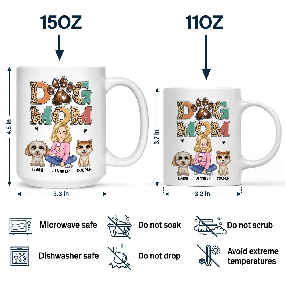 Dog Lovers, Dog Mom - Dog Mom Leopard - Personalized Mug