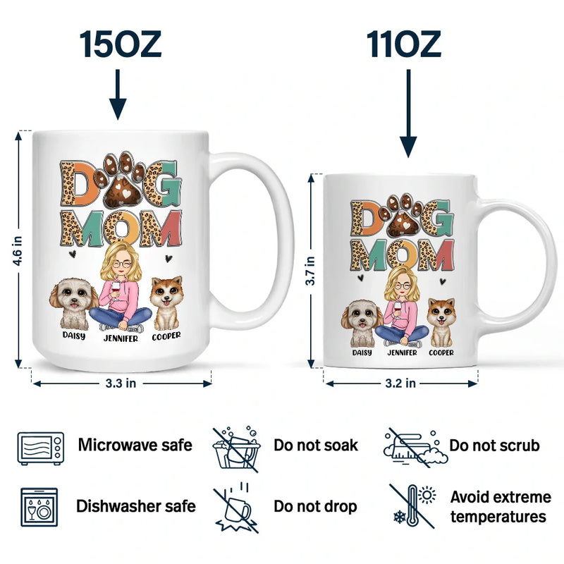 Dog Lovers, Dog Mom - Dog Mom Leopard - Personalized Mug