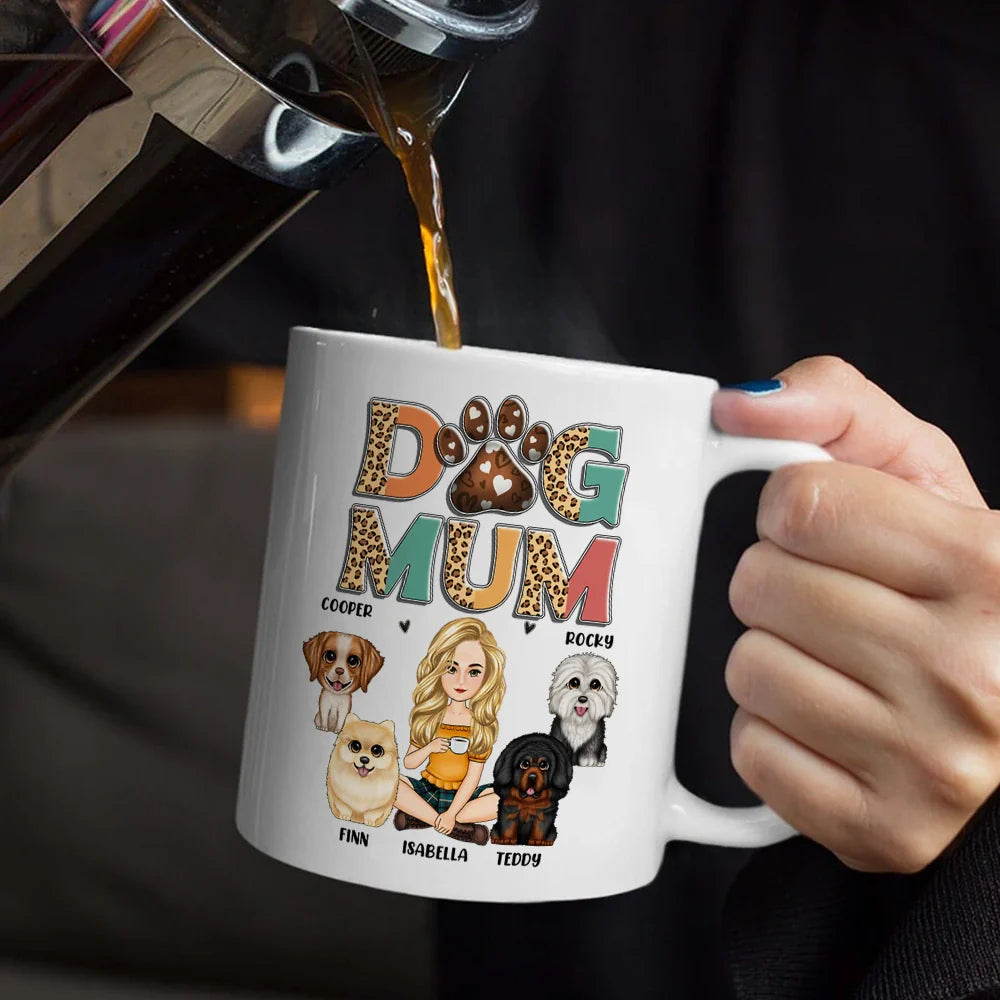 Dog Lovers, Dog Mom - Dog Mom Leopard - Personalized Mug