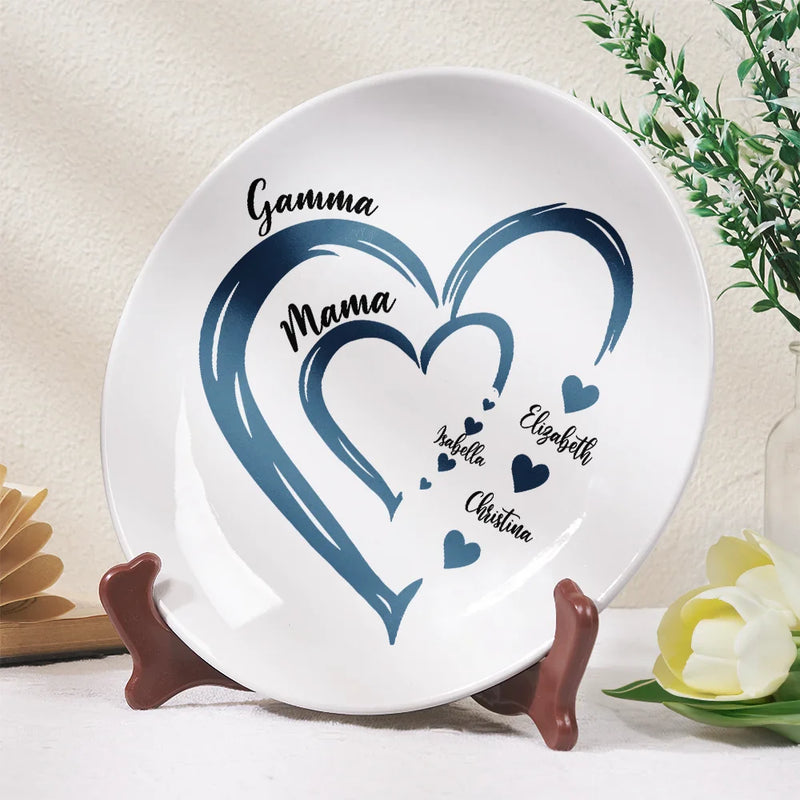 Gift For Mother, Gift For Grandma, Grandma - Grandkids - Grandma Mom Sweethearts - Personalized Ceramic Plate