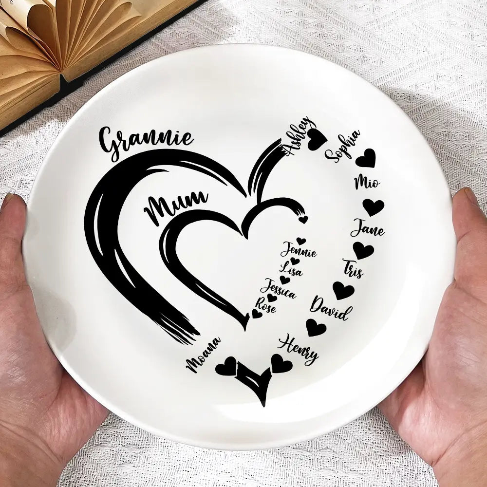Gift For Mother, Gift For Grandma, Grandma - Grandkids - Grandma Mom Sweethearts - Personalized Ceramic Plate