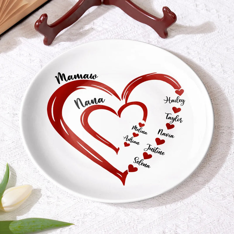 Gift For Mother, Gift For Grandma, Grandma - Grandkids - Grandma Mom Sweethearts - Personalized Ceramic Plate