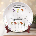 Gift For Grandma, Grandma , Grandkids - First Mom Now Grandma Flower - Personalized Ceramic Plate

