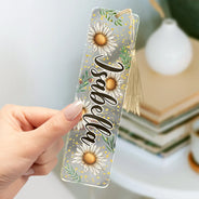 Reading, Gift For Yourself, Gift For Women - Birth Month Flower & Name - Personalized Acrylic Bookmark