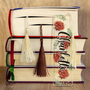 Reading, Gift For Yourself, Gift For Women - Birth Month Flower & Name - Personalized Acrylic Bookmark