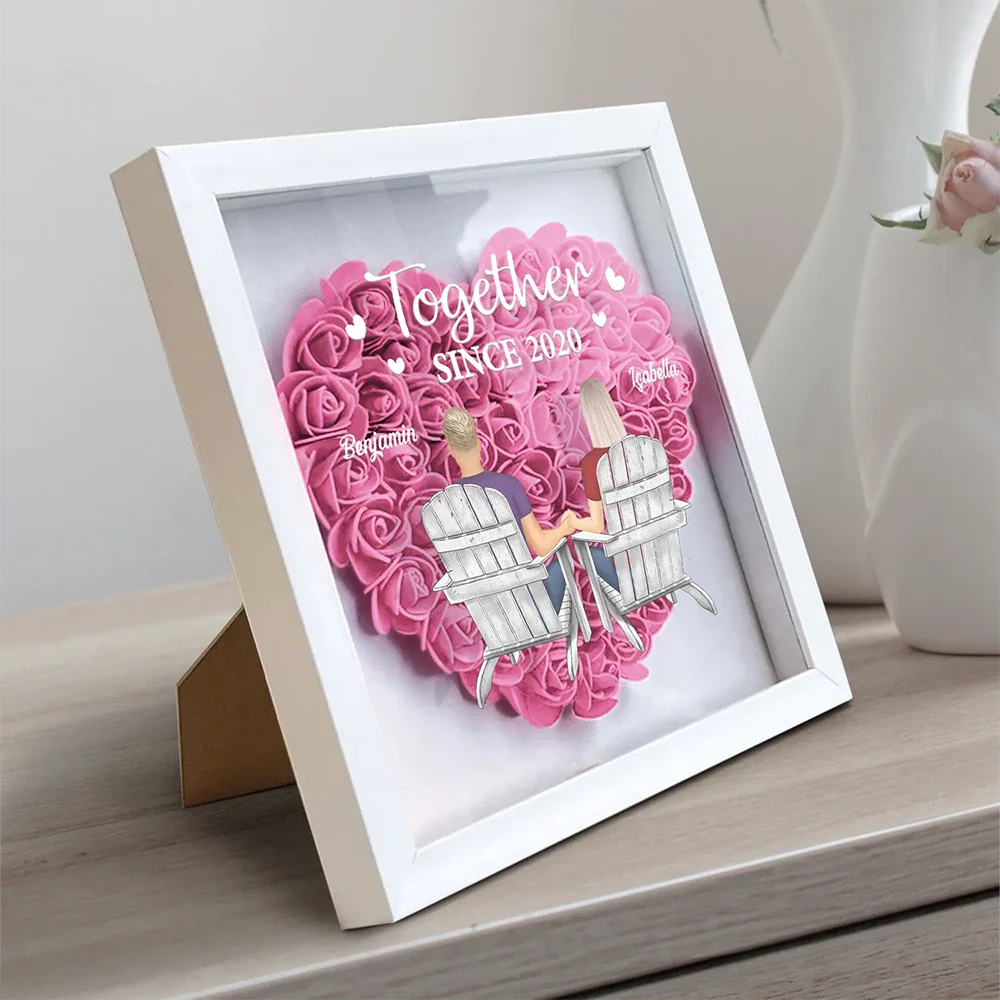 Gift For Couples, Gift For Wife, Gift For Girlfriend - You & Me We Got This - Personalized Flower Shadow Box
