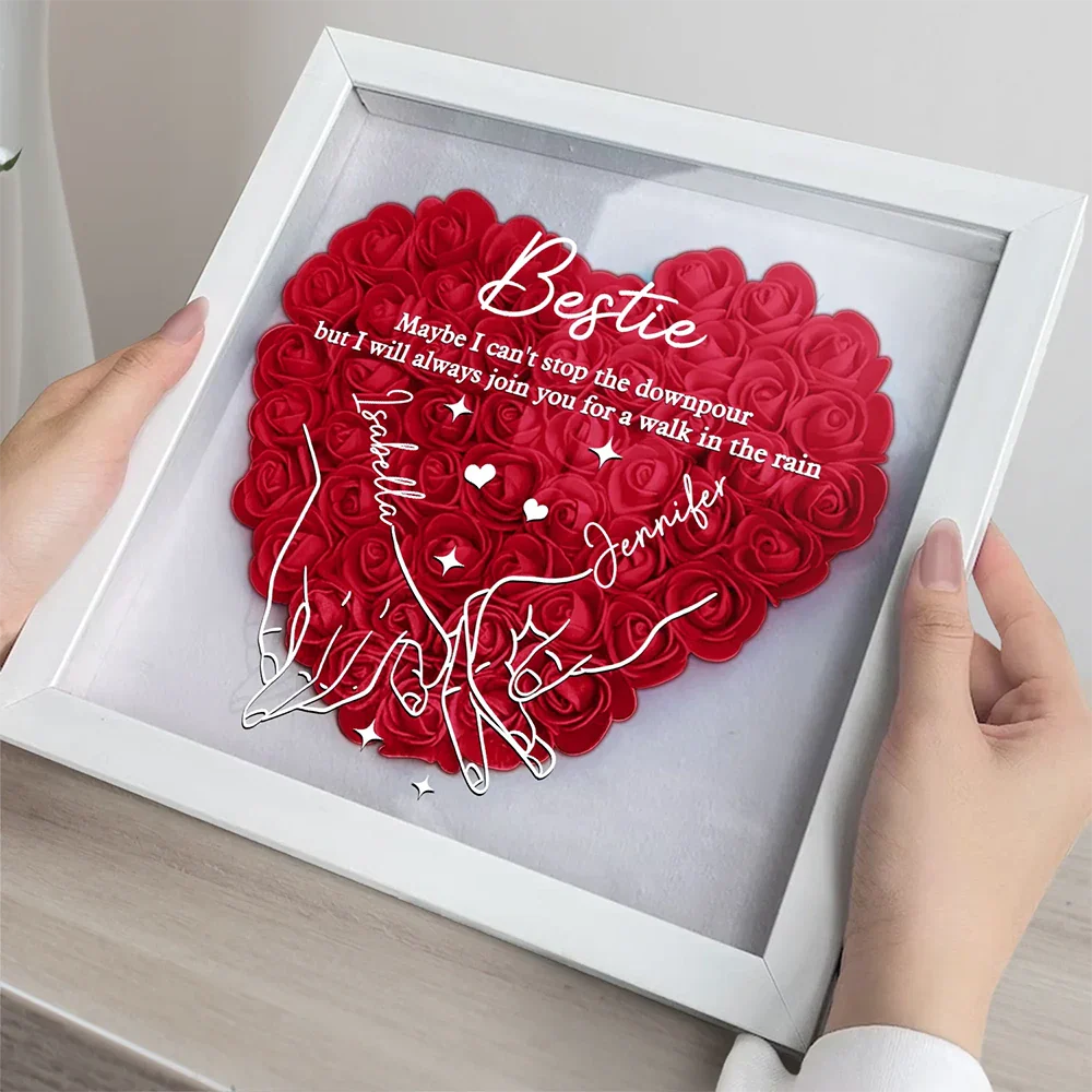 Gift For Bestie, Gift For Sisters - I Promise You Won't Have To Face Them Alone - Personalized Flower Shadow Box