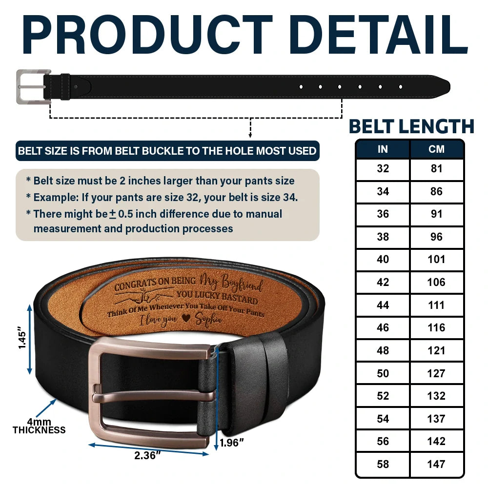 Gift For Brothers, Gift For Husband, Gift For Boyfriend - Congrats On Being My Brother - Personalized Engraved Leather Belt