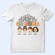Gift For Mother,Gift For Grandma,Grandma - Grandkids - Grandma Nana Floral Title - Personalized T Shirt