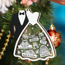 First Christmas Ornament Couple Bride & Groom - Personalized 2-Layered Mix Ornament