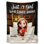 Reading,Gift For Yourself,Gift For Women - Just A Girl Who Loves Books 3D Effect - Personalized Fleece Blanket, Sherpa Blanket