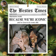 Christmas,Custom Photo,Gift For Bestie,Happy - Custom Photo The Besties Times We Are Iconic - Personalized Custom Shaped Acrylic Ornament