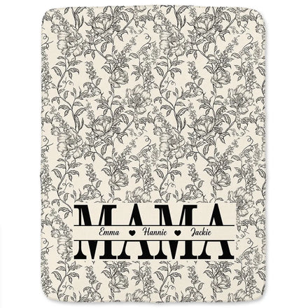 Grandma Mom Toile De Jouy Pattern - Personalized Fleece Blanket, Sherpa Blanket