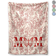 Gift For Mother,Gift For Grandma,Happy - Grandma Mom Toile De Jouy Pattern - Personalized Fleece Blanket, Sherpa Blanket