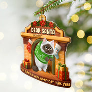 Cat Lovers,Cat Mom,Cat Dad,Cat Couple,Christmas,Top Market,Happy - On The Naughty List We Regret Nothing 3D Effect Hanging Cat - Personalized Custom Shaped Acrylic Ornament