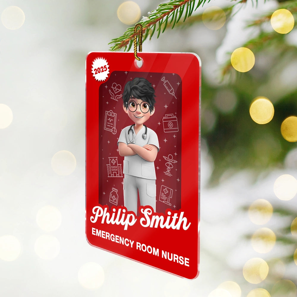 Gift For Yourself,Gift For Women,Gift For Men,Christmas,Happy,Nurse - 3D Effect Nurse Woman Man Toy Box - Personalized Custom Shaped Acrylic Ornament