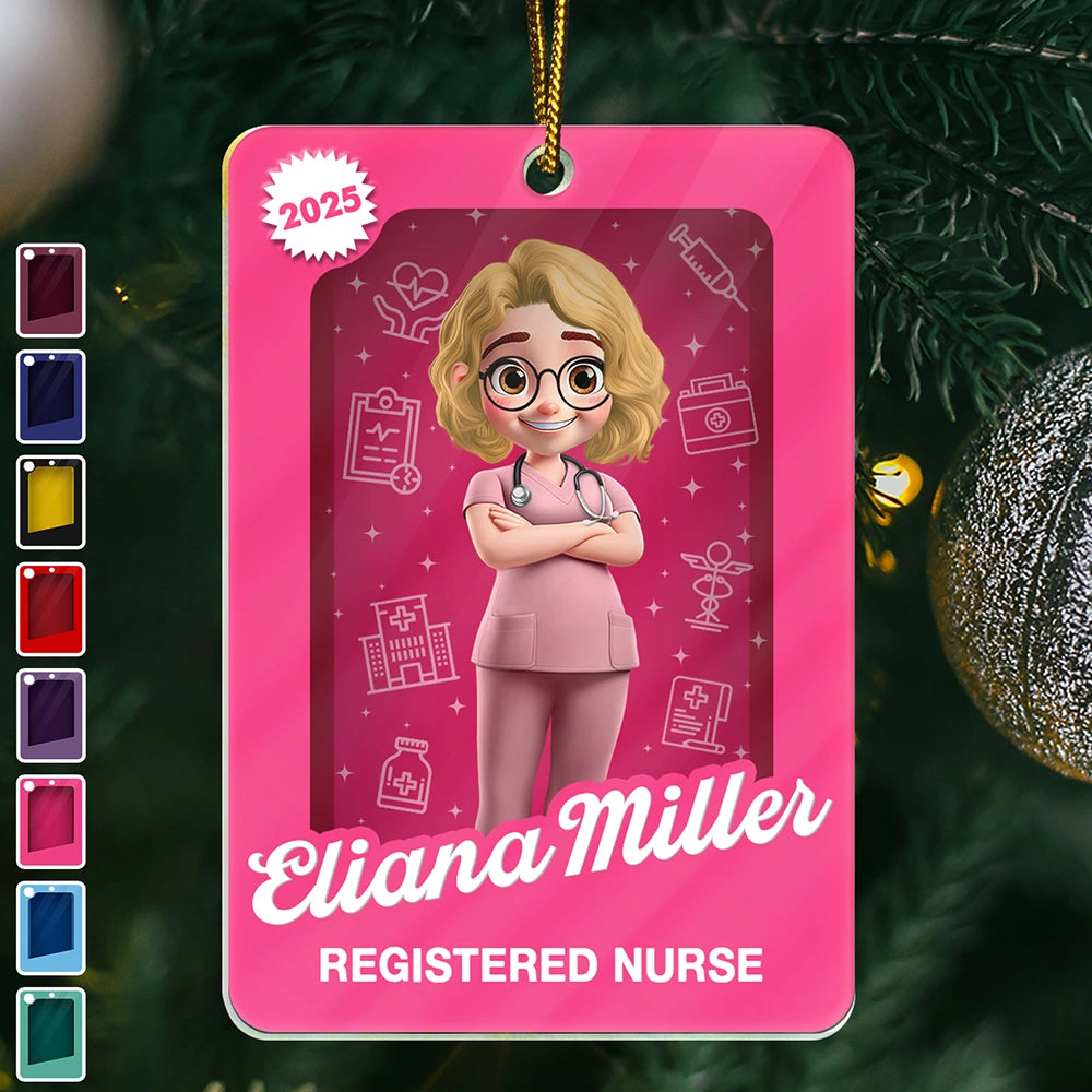3D Effect Nurse Woman Man Toy Box - Personalized Custom Shaped Acrylic Ornament