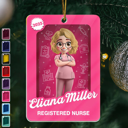 3D Effect Nurse Woman Man Toy Box - Personalized Custom Shaped Acrylic Ornament