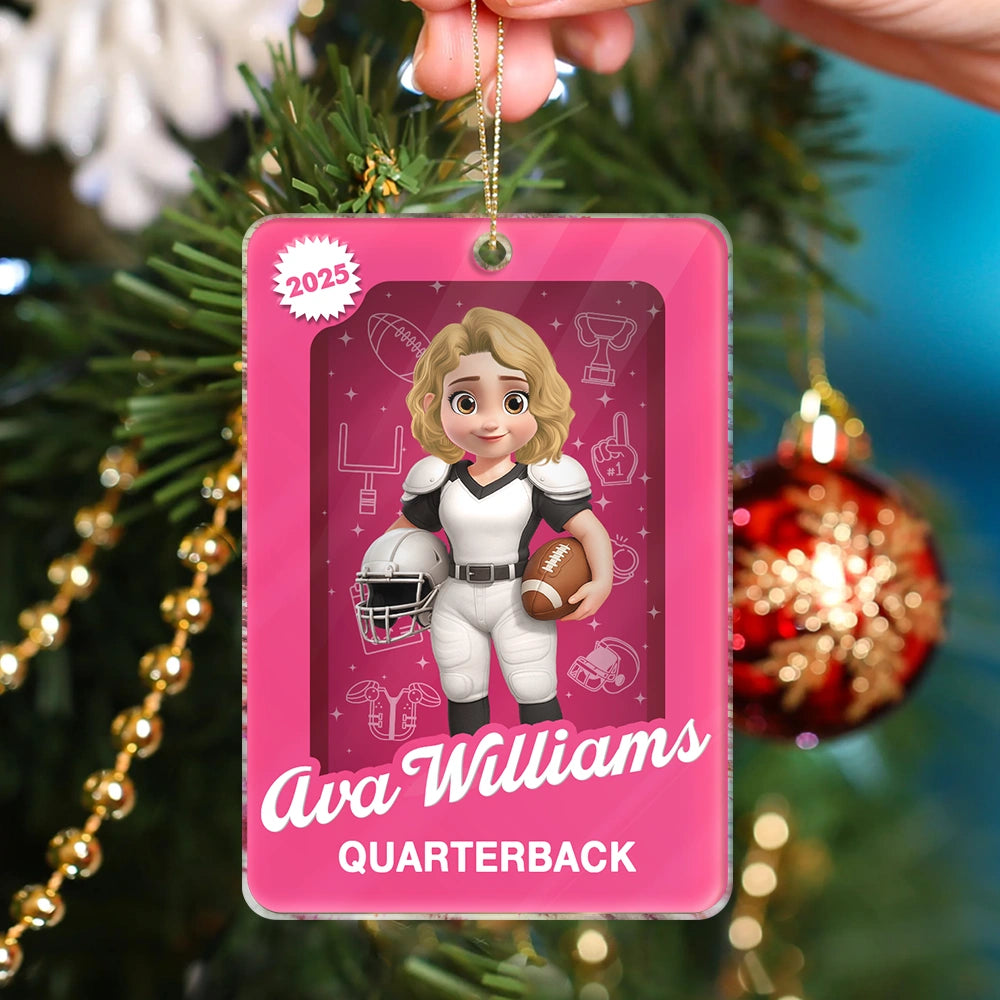 Gift For Yourself,Gift For Women,Gift For Men,Christmas,Happy,Football - 3D Effect Football Player Toy Box - Personalized Custom Shaped Acrylic Ornament