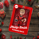 Gift For Yourself,Gift For Women,Gift For Men,Christmas,Happy,Football - 3D Effect Football Player Toy Box - Personalized Custom Shaped Acrylic Ornament