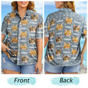 Cat Lovers,Pet Lovers,Dog Lovers,Dog Mom,Dog Dad,Cat Mom,Cat Dad,Happy - Custom Photo Funny Pet Face Pattern Dog Cat Family - Personalized Hawaiian Shirt