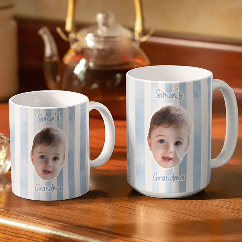 Custom Photo,Gift For Mother,Gift For Grandma,Happy - Custom Photo Baby Face This Mom Grandma Belongs To - Personalized White Edge-to-Edge Mug