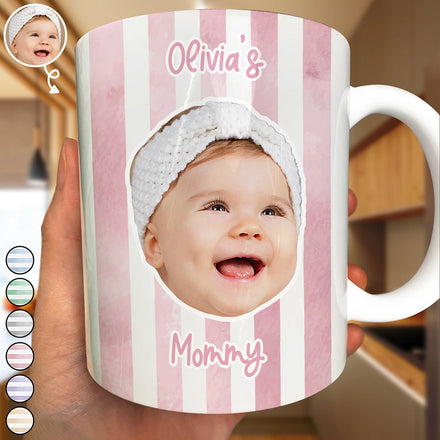 Custom Photo Baby Face This Mom Grandma Belongs To - Personalized White Edge-to-Edge Mug