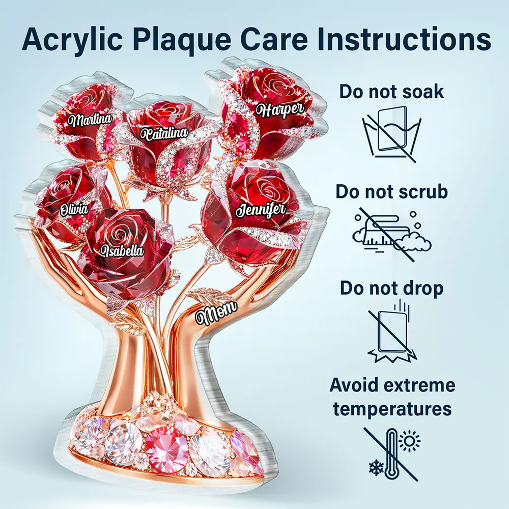 Gift For Mother,Gift For Grandma,Gift For Women,Top Market,Happy - 3D Crystal Effect Mom’s Love In Bloom - Personalized Custom Shaped Acrylic Plaque