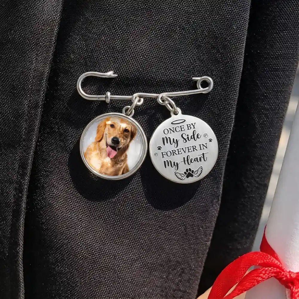 Custom Photo Once By My Side Forever In My Heart - Personalized Graduation Tassel Pin
