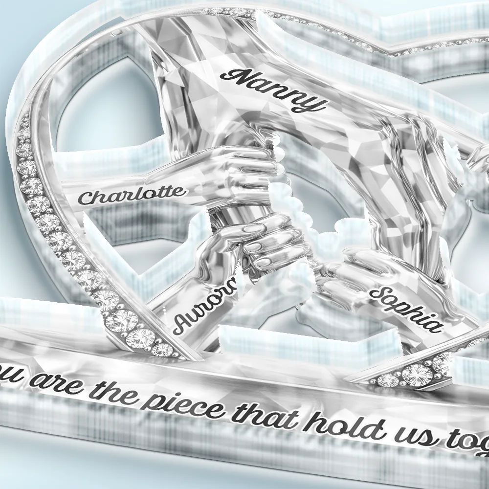 Gift For Mother,Gift For Grandma,Happy,Icon - Mom Grandma Holding Hands 3D Effect - Personalized Custom Shaped Acrylic Plaque