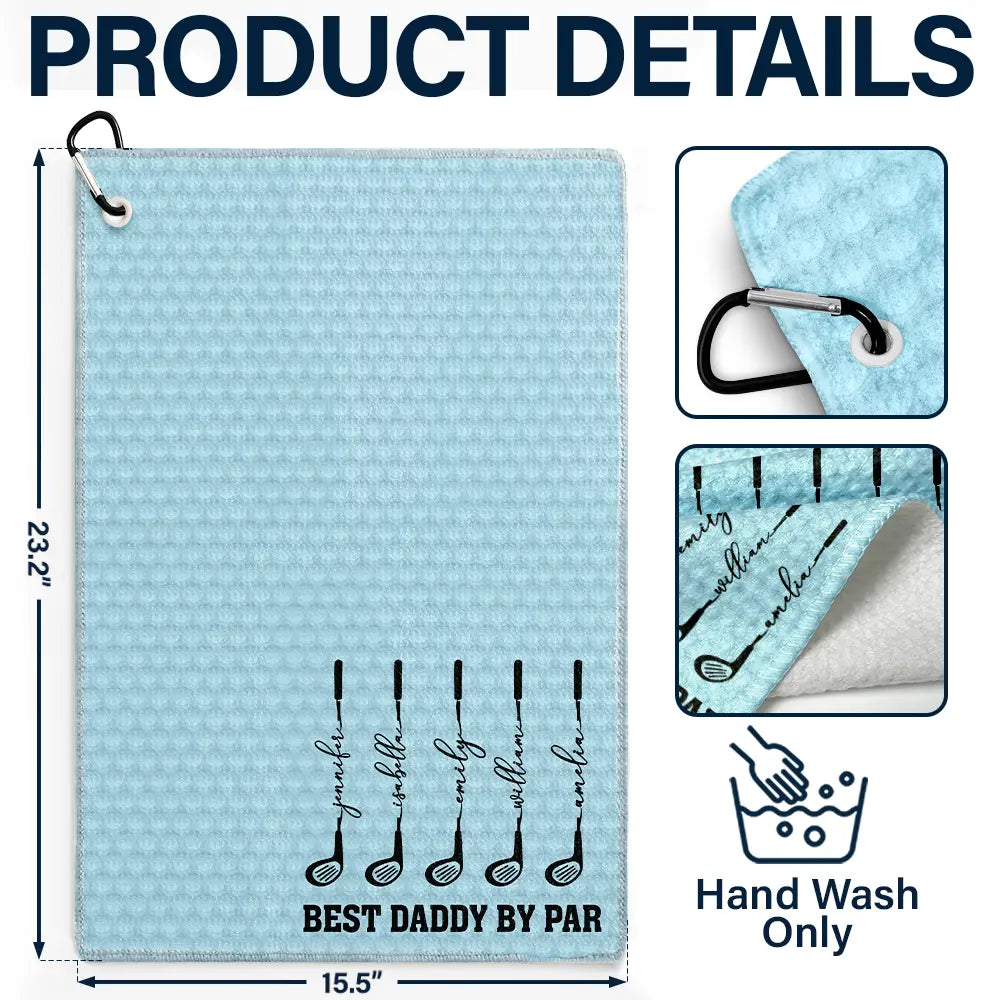Gift For Father,Gift For Grandpa,Golf,Happy,Icon - Best Dad Grandpa By Par Golf Clubs - Personalized Golf Towel