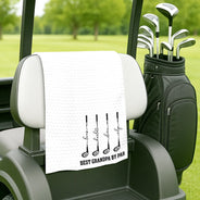 Gift For Father,Gift For Grandpa,Golf,Happy,Icon - Best Dad Grandpa By Par Golf Clubs - Personalized Golf Towel