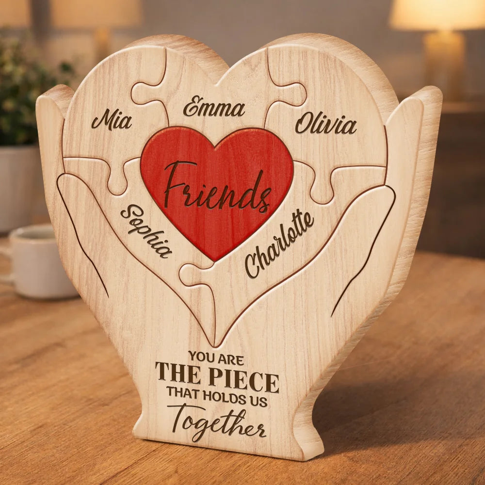 Gift For Bestie,Gift For Sisters,Happy,Non-Eng,Grateful - Besties Sisters You Are The Piece That Holds Us Together - Personalized Custom Shaped Wooden Puzzle