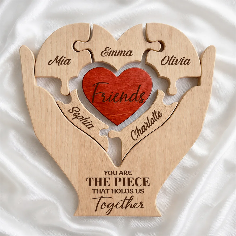 Gift For Bestie,Gift For Sisters,Happy,Non-Eng,Grateful - Besties Sisters You Are The Piece That Holds Us Together - Personalized Custom Shaped Wooden Puzzle