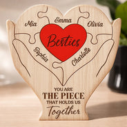 Gift For Bestie,Gift For Sisters,Happy,Non-Eng,Grateful - Besties Sisters You Are The Piece That Holds Us Together - Personalized Custom Shaped Wooden Puzzle