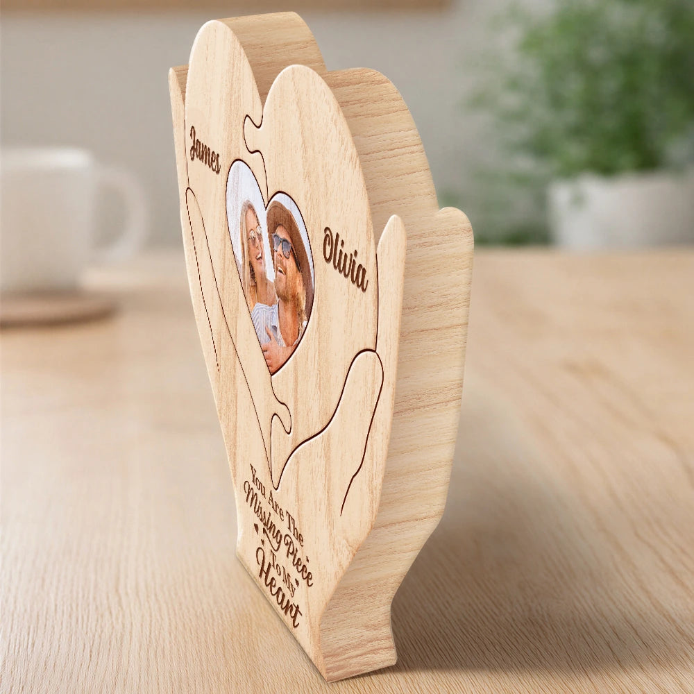 Gift For Couples,Old Couples,Gift For Husband,Gift For Wife,Gift For Boyfriend,Gift For Girlfriend,LGBT,Love,Non-Eng,Romantic - You Are The Missing Piece To My Heart - Personalized Custom Shaped Wooden Puzzle