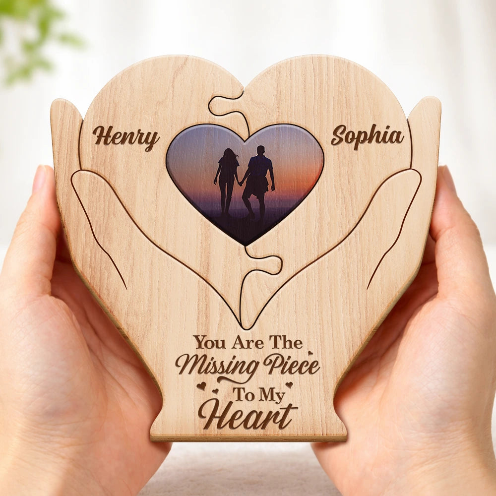 Gift For Couples,Old Couples,Gift For Husband,Gift For Wife,Gift For Boyfriend,Gift For Girlfriend,LGBT,Love,Non-Eng,Romantic - You Are The Missing Piece To My Heart - Personalized Custom Shaped Wooden Puzzle