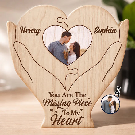 Custom Photo You Are The Missing Piece To My Heart - Personalized Custom Shaped Wooden Puzzle
